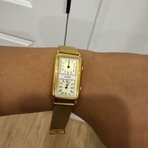 Guess Gold Rectangular Face Watch